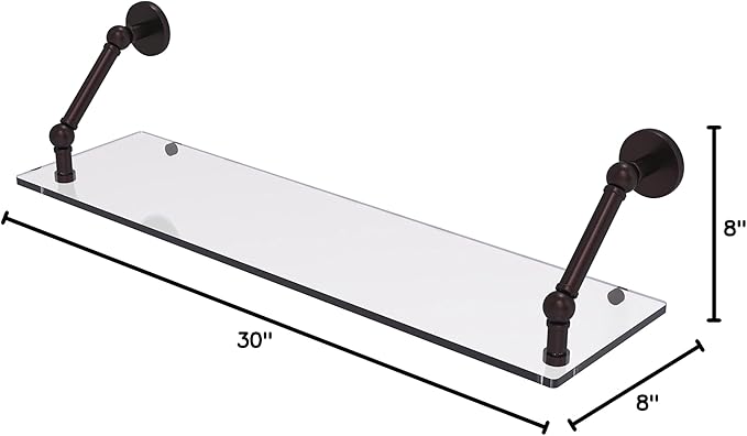 Allied Brass P1000-1-30 Prestige Skyline Collection 30 Inch Floating Glass Shelf, Antique Bronze