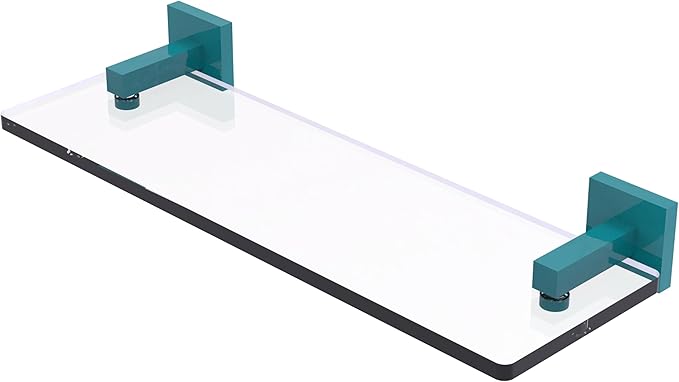 Allied Brass MT-1-16-GLT Montero Collection 16 Inch Glass Vanity Shelf with Beveled Edges, Glokzin Teal