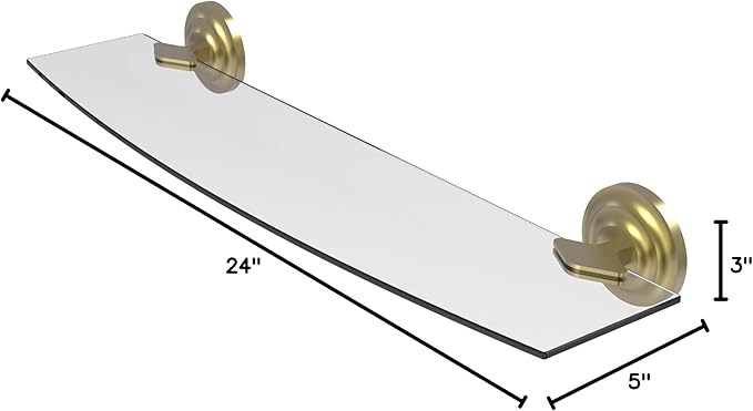 Allied Brass QN-33/24 Que Collection 24 Inch Glass Shelf, Satin Brass