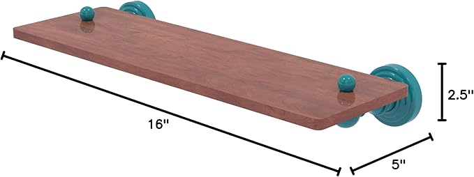 Allied Brass WP-1-16-IRW-GLT Waverly Place Collection 16 Inch Solid IPE Ironwood Shelf, Glokzin Teal