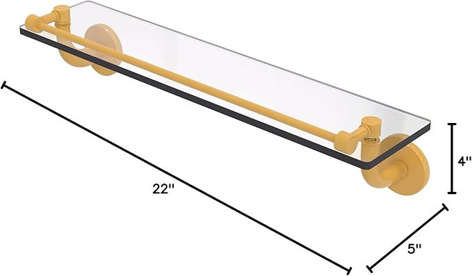Allied Brass RM-1-22-GAL-SGL Remi Collection 22 Inch Glass Vanity Shelf with Gallery Rail, Spanish Gold