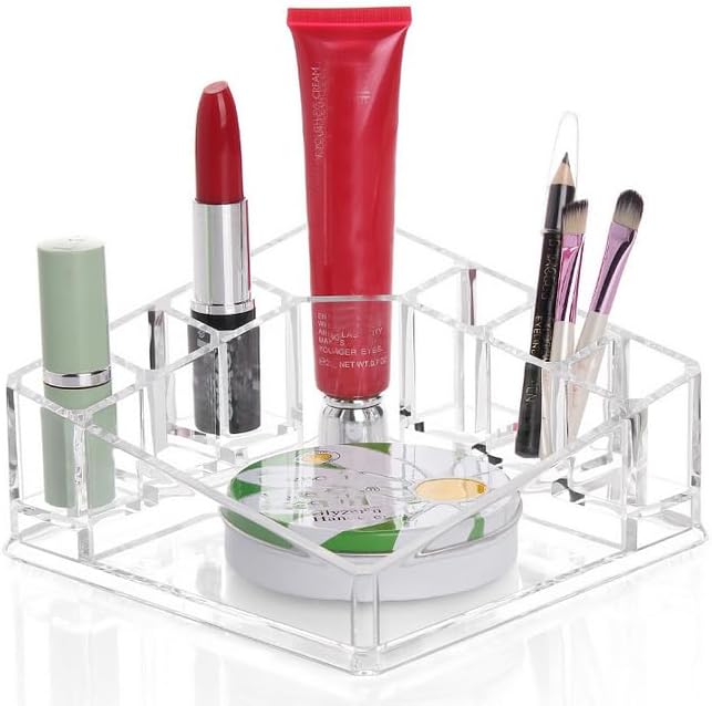 Kamay's Transparent Rectangular 8 Grid Lipstick Nail Polish Eyebrow Brush Essential Oil Bottle Lotion Integrated Tray Display Rack (KSF-1119)