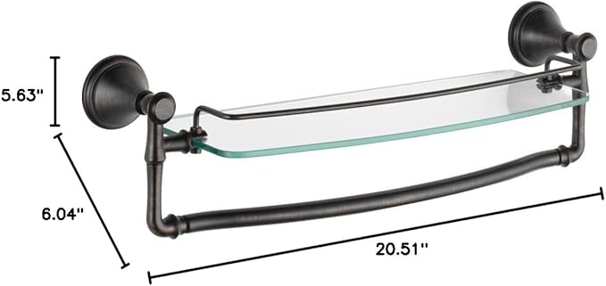 Delta 79710-RB Cassidy 18-in Glass Shelf with Towel Bar in Venetian Bronze