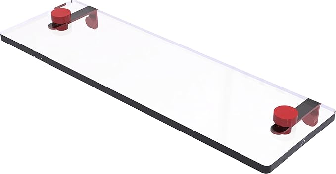 Allied Brass NS-1/16-FER 16 Inch Glass Vanity Shelf with Beveled Edges, Fire Engine Red