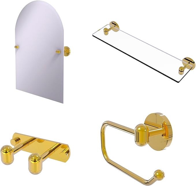Allied Brass TA-1/22-PB Tango Collection 22 Inch Glass Vanity Beveled Edges Shelf, Polished Brass