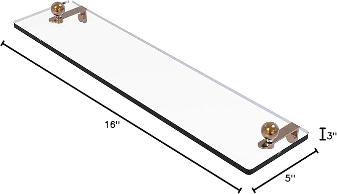 Allied Brass PR-1/16-BBR Pr 1 Inch Vanity Beveled Edges Glass Shelf, 16 Inch, Brushed Bronze