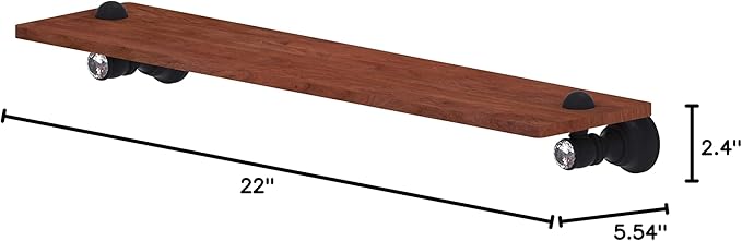 Allied Brass CC-1-22-IRW Carolina Crystal Collection 22 Inch Wood Shelf, Matte Black