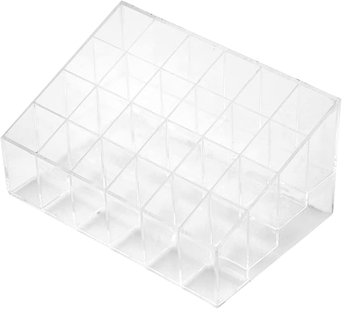 Greensen 24 Grids Lipstick Holder Clear Acrylic Organizer Makeup Storage Trapezoid Transparent Stand for Home Commercial Use