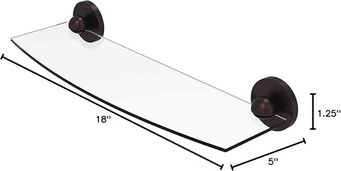 Allied Brass 1033/18 Skyline Collection 18 Inch Glass Shelf, Antique Bronze