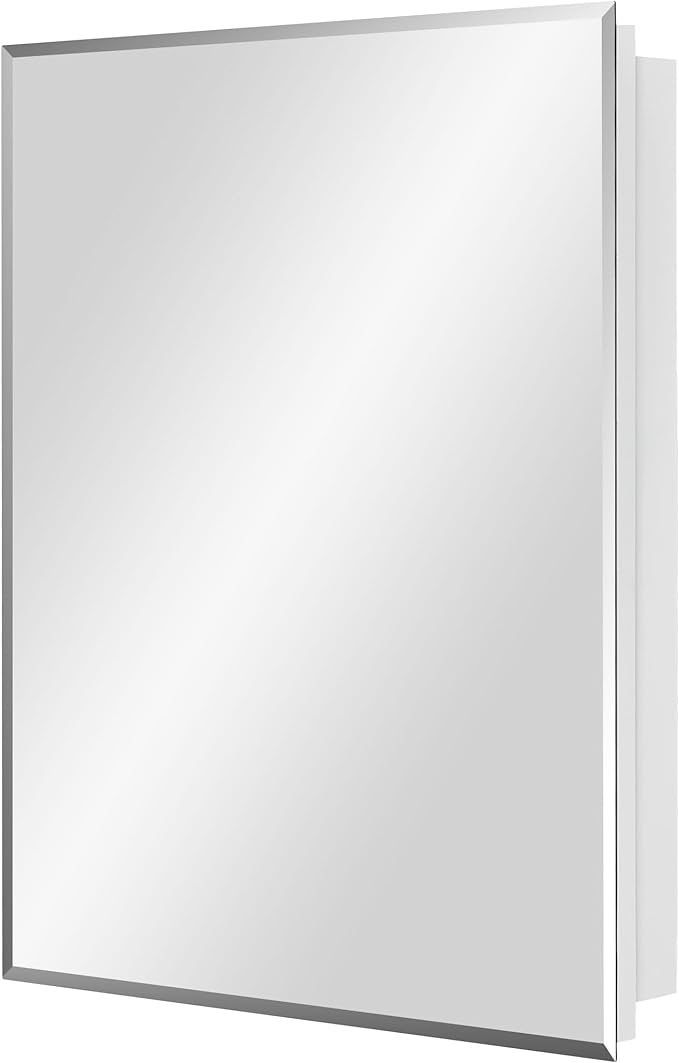 IDYLLOR Bathroom Medicine Cabinet with Beveled Edge Mirrored Door 24 x 30 inch, Recessed or Surface Mount, with Adjustable Glass Shelves