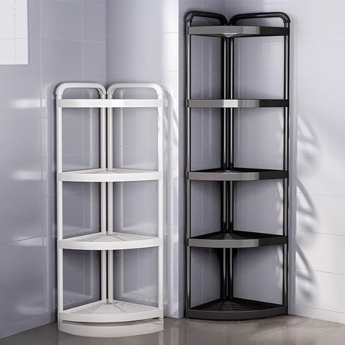 Bathroom Corner Storage Rack, Floor Standing Triangle Shelf, Multi-Layer Toilet Gap Organizer, Waterproof Stainless Steel, Space Saving with Installation Tools (Five Levels)