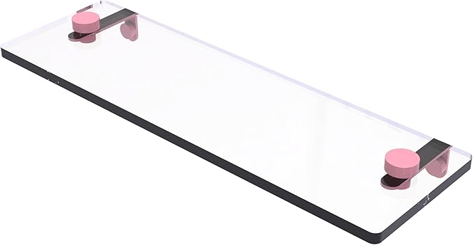 Allied Brass NS-1/16-PNK 16 Inch Glass Vanity Shelf with Beveled Edges, Pink