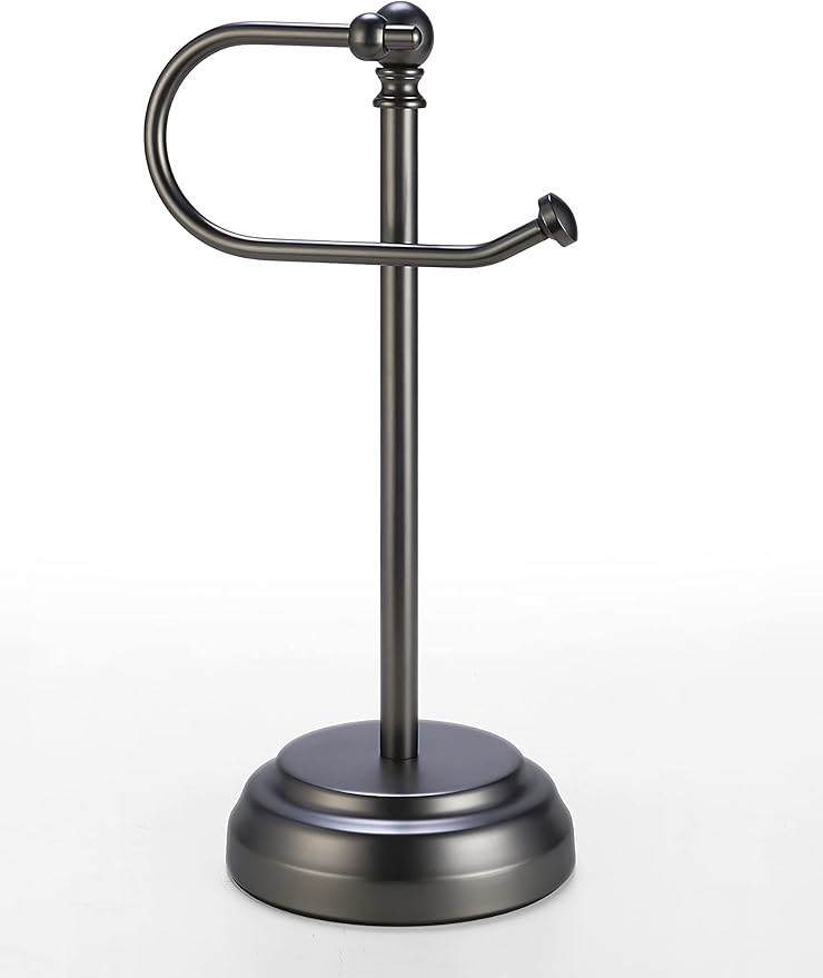 SunnyPoint Heavy Weight Classic Decorative Metal Fingertip Towel Holder Stand for Bathroom, Kitchen, Vanity and Countertops. (Black Nickel, Overall: 6.7" x 5.5"x13.4"H)