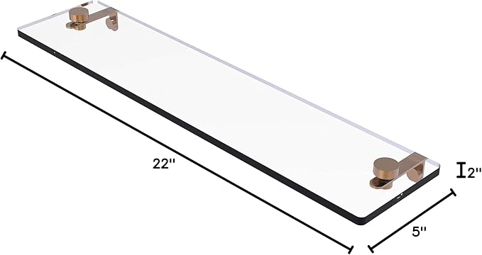 Allied Brass NS-1/22 22 Inch Vanity Beveled Edges Glass Shelf, Brushed Bronze