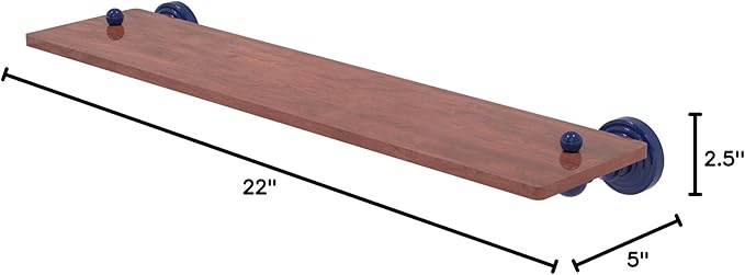 Allied Brass WP-1-22-IRW-MBL Waverly Place Collection 22 Inch Solid IPE Ironwood Shelf, Mediterranean Blue