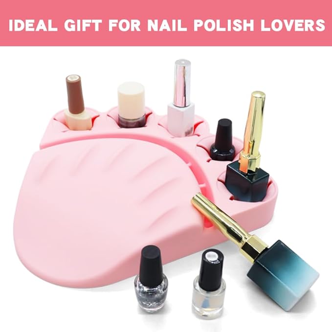 Anti Spill Free Tilt Nail Polish Bottle Holder, Home Fingernail Polish Stand Arm Rest Pad,Art Tool Nail Paint Tech Mat Polish Bottle Organizer Manicure Accessories