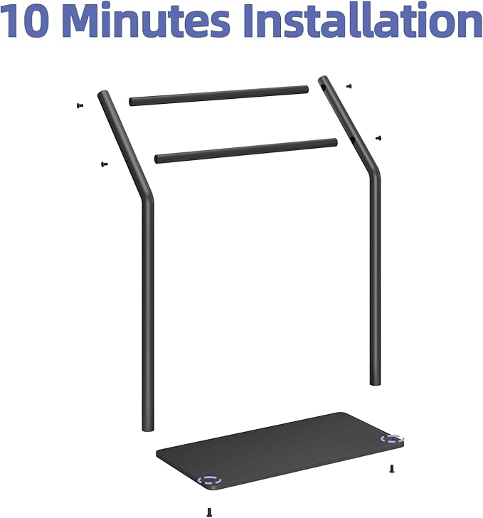 Gypie Hand Towel Holder Stand for Bathroom -Heavy Duty 304 Stainless Steel Ideal Countertop Hand Towel Rack with Silicone Pad, Black
