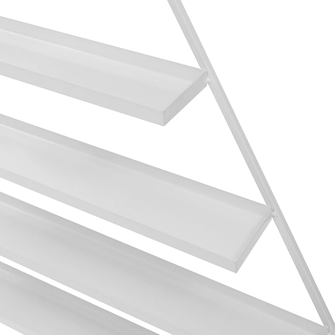 Metal Wall-Mounted Nail Polish Storage Racks,5 Tiers Triangular Nail Polish Organizer Wall,Cosmetic Display Perfume Holder Lipstick Wall Shelf for Nail Salon Shop Home (White)