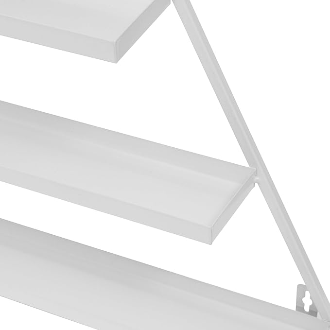 5 Tier Wall-Mounted Metal Nail Polish Display Rack,Simple Triangular Storage Shelves,Essential Oil and Perfume Organizers,Cosmetic Display Cases for Home Spa Nail Salon Shop (White)