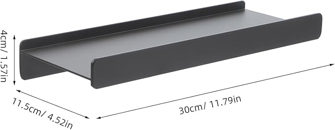 Garneck Bathroom Shelf Organizer Wall Mounted 30cm Aluminum Alloy Floating Metal Shelf for Bathroom Storage Dark Metallic Space-Saving Rack for Toiletries and Accessories