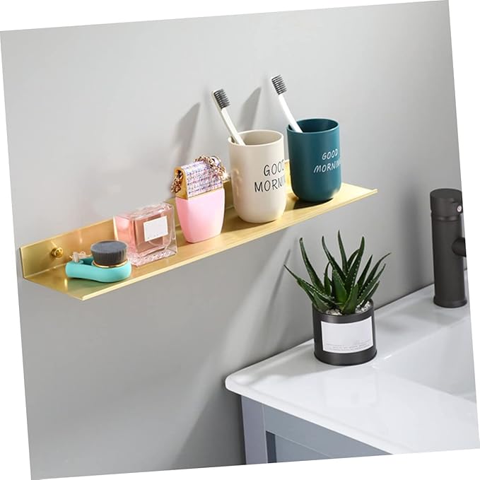 Bathroom Storage Mounted Small Shelf for Toiletries Easy Installation Space Saving Organizer Capacity Brushed Aluminum Design for Clean Tidy Bathrooms