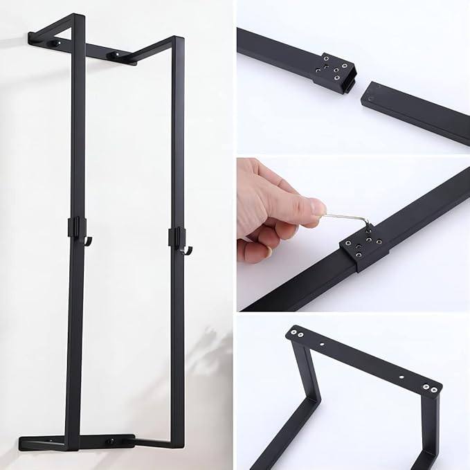 MANYHORSES Wall Mounted Towel Rack,Towel Racks for Bathroom,Bathroom Towel Storage,Metal Bath Towel Holder Organizer for Bathroom Wall (Black)