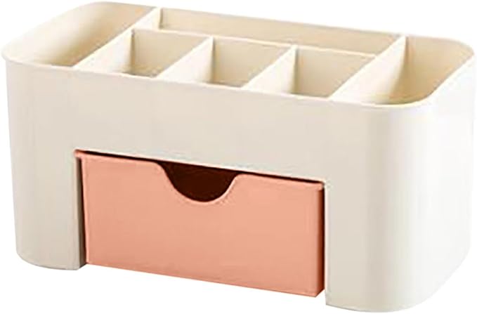 Makeup Organizer for Vanity, Multifunction Plastic Drawer Storage with 6 Compartment, Desk Organzier with Drawers, Bathroom Counter Organizers, Storage Box for Office, School, Home