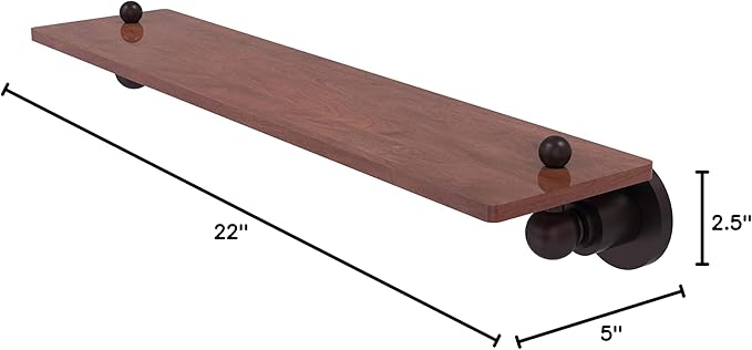 Allied Brass AP-1-22-IRW Astor Place Collection 22 Inch Solid IPE Ironwood Wood Shelf, 22", Antique Bronze