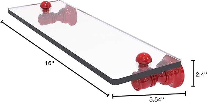 Allied Brass CL-1-16-FER Carolina Collection 16 Inch Glass Shelf, Fire Engine Red