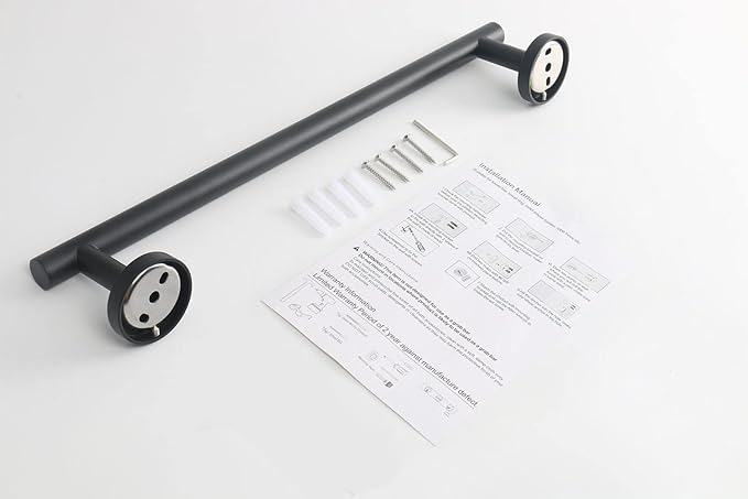 TocTen Bath Towel Bar - Thicken SUS304 Stainless Steel Bathroom Towel Holder, Towel Rod for Bathroom Heavy Duty Wall Mounted Towel Rack Hanger (20 in, Black)