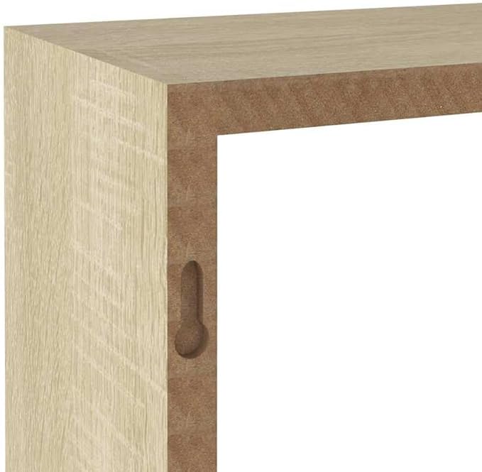 Wall Cube Shelf Set of 3, Floating Shelves for Wall Decor, Sonoma Oak Wood Storage Organizer, Modern Display Shelves for Living Room Bedroom, Square Decorative Shelving