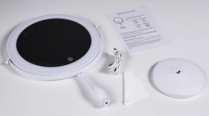 11.8" Extra Large 16.54" Tall Lighted Makeup Mirror, 1X/5X, 2-Sided Magnifying Mirror with 96 LEDs, 3 Color Dimmable Lights, 360° Swivel, LED Vanity Mirror, White - Great Gift