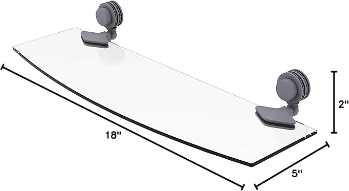 Allied Brass 433D/18 Venus Collection 18 Inch Dotted Accents Glass Shelf, Matte Gray
