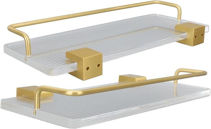 Floating Shelves for Wall Set, Modern Acrylic Bathroom Shelves, Multipurpose Storage Shelves for Bathroom, Kitchen (30cm)