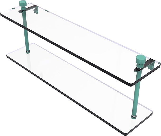 Allied Brass FT-2/22-SFG Foxtrot Collection 22 Inch Two Tiered Glass Shelf, Sea Foam Green
