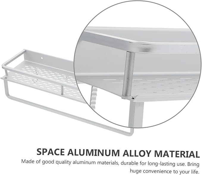 HEALLILY 1set Multi-Functional Wall-Mounted Storage Shelf for Bathroom Kitchen Heavy-Duty Hollow Rack Hooks Space-Saving Organizer for Toiletries and Seasoning Bottles Stylish Design
