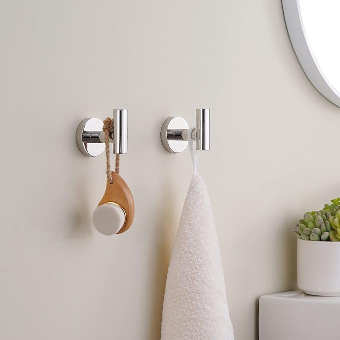 KES Glass Shelf for Bathroom & Coat Hook, Polsihed Finish, BGS3201S60-P2+A2164-P2