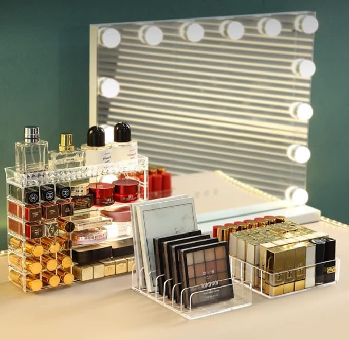 Makeup Organizer, 7 Section Divided Makeup Palette Organizer for Vanity Drawer Countertop Modern Cosmetics Storage for Eyeshadow Palette, Contour Kit, Blush