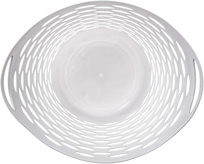 Plastic Round Laundry Hamper, White, with Carrying Handles