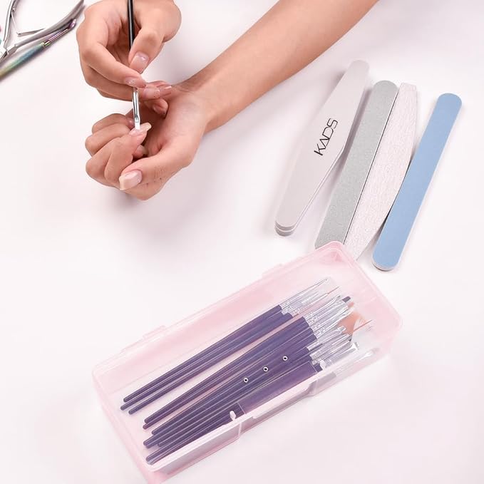 2 Pcs Transparent Nail Art Tool Organizer Empty Plastic Storage Box for Manicure & Pedicure Kits Multifunctional Rectangular Nail Supply Case (2 Pink)