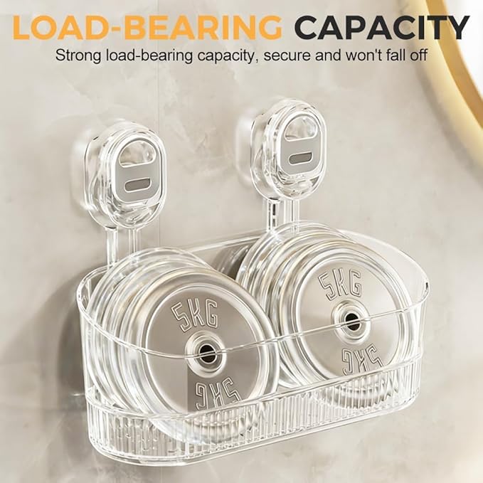 2026 New No-Drill Bathroom Suction Storage Box, Suction Cup Shelf, Multi Functional Wall-Mounted Organizer for Home Bathroom