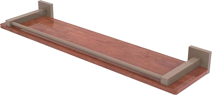 Allied Brass MT-1-22-GAL-IRW-SHB Montero Collection 22 Inch Solid IPE Ironwood Shelf with Gallery Rail, Shaded Beige