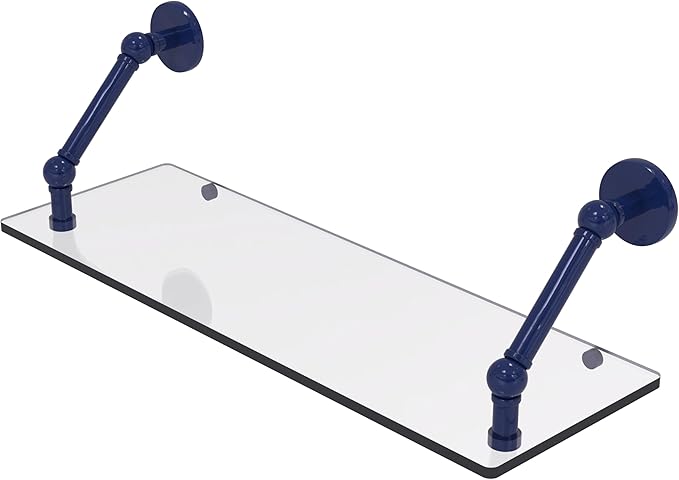 Allied Brass P1000-1-24-MBL Prestige Skyline Collection 24 Inch Floating Glass Shelf, Mediterranean Blue