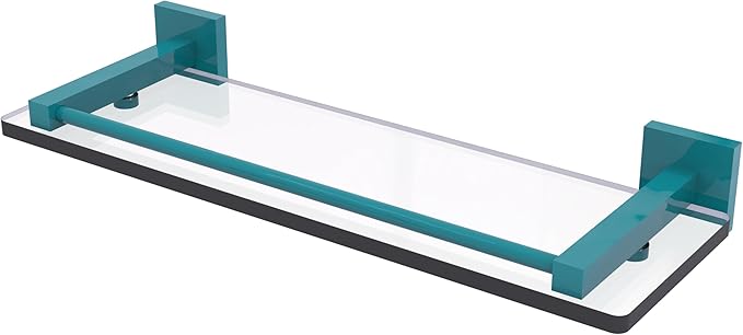 Allied Brass MT-1-16-GAL-GLT Montero Collection 16 Inch Glass Shelf with Gallery Rail, Glokzin Teal