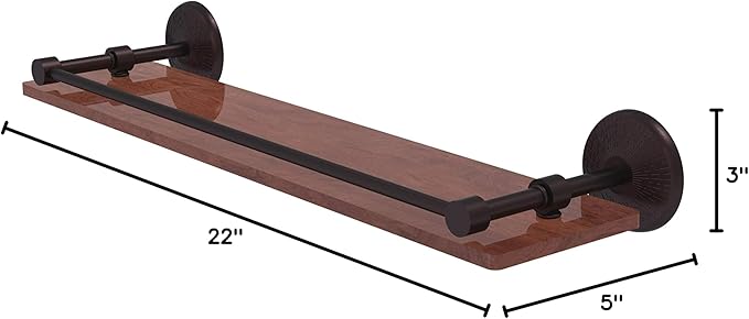 Allied Brass MC-1-22-GAL-IRW Monte Carlo Collection 22 Inch Solid IPE Ironwood Gallery Rail Wood Shelf, Antique Bronze