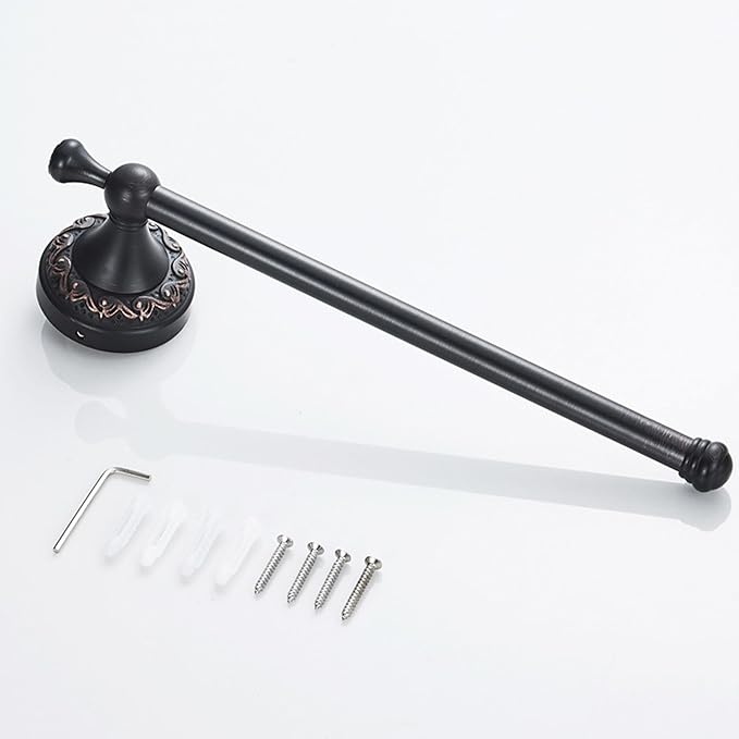 Oil Rubble Bronze Brass Bath Towel Holder Towel Rack, Wall Mounted Black Bathroom Hardware Accessories, Pattern Carving Design