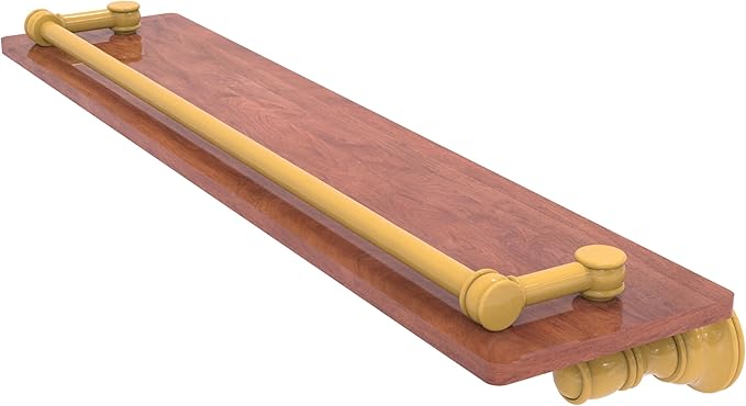 Allied Brass CL-1-22-GAL-IRW-SGL Carolina Collection 22 Inch Wood Shelf with Gallery Rail, Spanish Gold