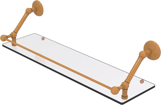Allied Brass PMC-1-30-GAL-GLY Prestige Monte Carlo 30 Inch Floating Glass Shelf with Gallery Rail, Golden Yellow