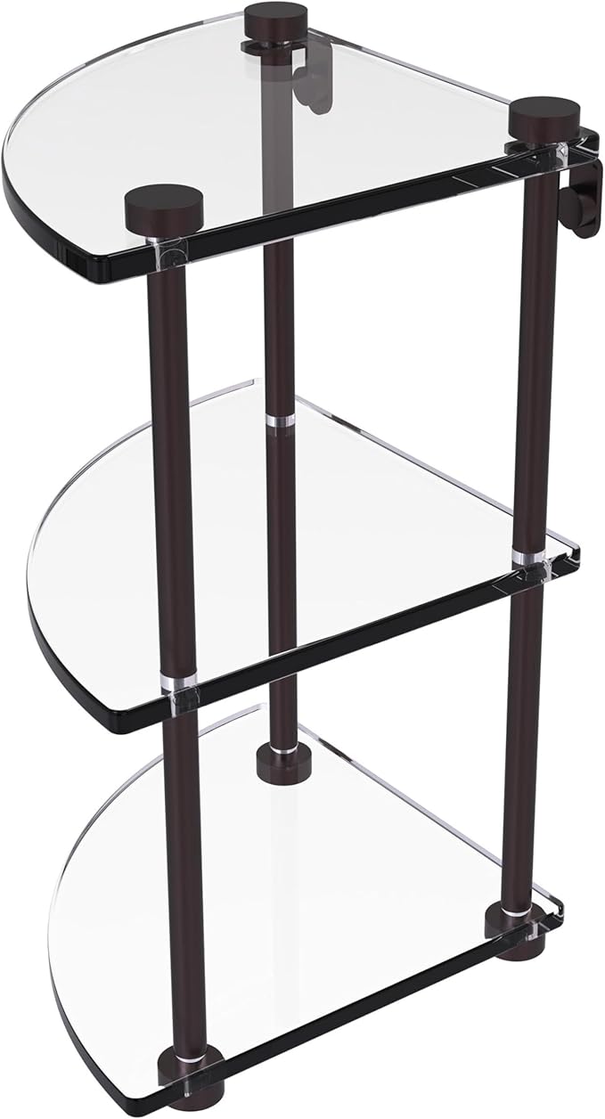 Allied Brass NS-6-ABZ Three Tier Corner Glass Shelf, Antique Bronze