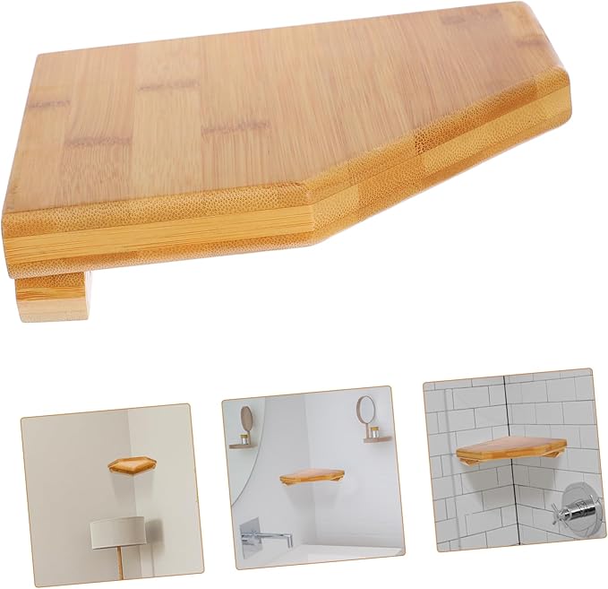 SOLUSTRE Floating Wall Shelf Wire Wooden Decorative Shelf for Bedroom Corner Storage Rack Space-Saving Design